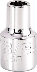 Proto - 3/8", 1/2" Drive, Standard Hand Socket - 12 Points, 1-17/32" OAL, Steel, Chrome Finish - All Tool & Supply