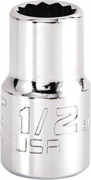 Proto - 1/2", 1/2" Drive, Standard Hand Socket - 12 Points, 1-17/32" OAL, Steel, Chrome Finish - All Tool & Supply