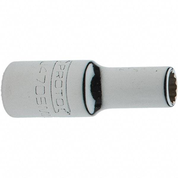 Proto - 1/4" Drive, Standard Hand Socket - 12 Points, 1-17/64" OAL, Steel, Chrome Finish - All Tool & Supply