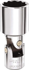 Proto - 1/2", 1/4" Drive, Standard Hand Socket - 12 Points, 1-11/16" OAL, Steel, Chrome Finish - All Tool & Supply