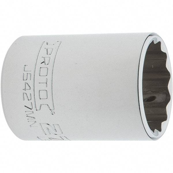 Proto - 1/2" Drive, Standard Hand Socket - 12 Points, 1-61/64" OAL, Steel, Chrome Finish - All Tool & Supply