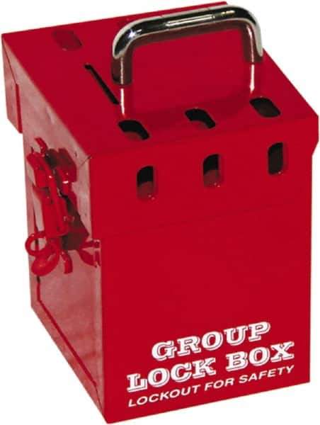 NMC - 10" Deep x 4-1/2" Wide x 6" High, Portable Group Lockout Box - Red, 7 Padlocks - All Tool & Supply