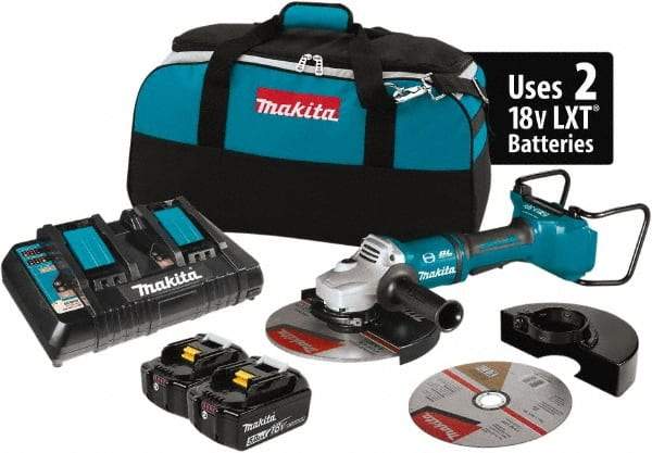 Makita - 9" Wheel Diam, 6,000 RPM, Cordless Angle & Disc Grinder - 5/8-11 Spindle, 18 Volts - All Tool & Supply