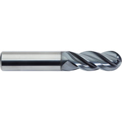 Ball End Mill: 0.25″ Dia, 0.75″ LOC, 4 Flute, Solid Carbide 2-1/2″ OAL, 1/4″ Shank Dia, 35 & 38 ° Helix, ALtima Blaze Coated, Single End, Series 279