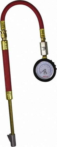 Milton - 0 to 160 psi Dial Straight Foot Dual Head Tire Pressure Gauge - 9' Hose Length, 5 psi Resolution - All Tool & Supply