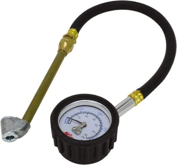 Milton - 0 to 60 psi Dial Dual Head Tire Pressure Gauge - 12' Hose Length, 2 psi Resolution - All Tool & Supply