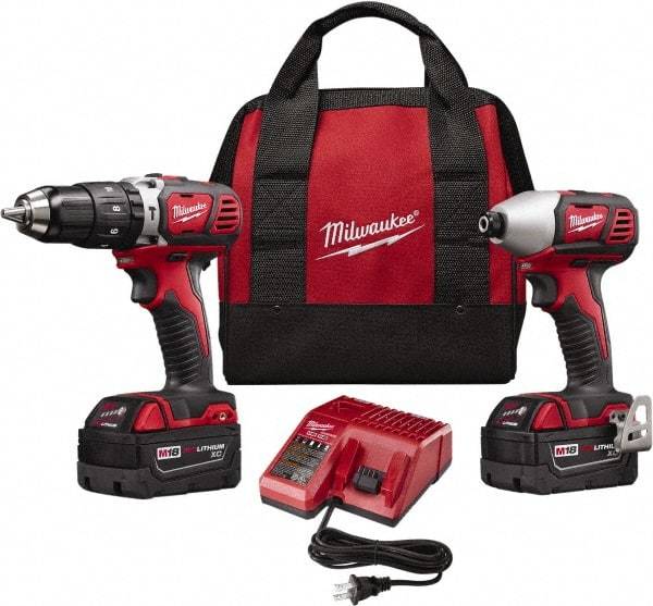 Milwaukee Tool - 18 Volt Cordless Tool Combination Kit - Includes Brushless Compact Drill/Driver & Brushless 1/4" Impact Driver, Lithium-Ion Battery Included - All Tool & Supply