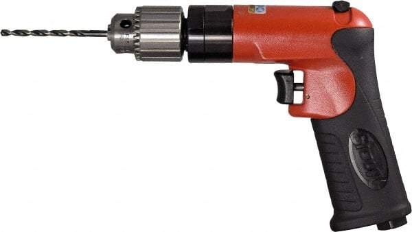 Sioux Tools - 1/4" Reversible Keyed Chuck - Pistol Grip Handle, 2,000 RPM, 12 LPS, 0.5 hp, 90 psi - All Tool & Supply