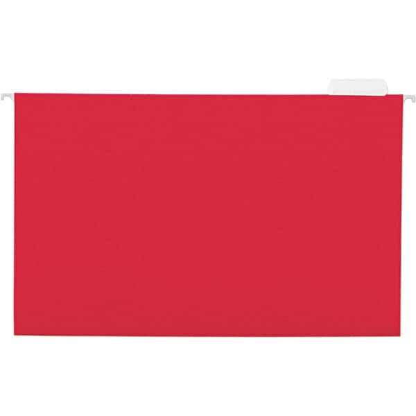 Universal One - 9-5/8 x 14-3/4", Legal, Red, Hanging File Folder - 11 Point Stock, 1/5 Tab Cut Location - All Tool & Supply