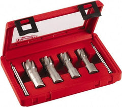 Milwaukee Tool - 4 Piece, 9/16 to 15/16" Cutter Diam, 1-3/8" Cutting Depth, Carbide-Tipped Annular Cutter Set - 9/16, 11/16, 13/16, 15/16" Cutter Diam - All Tool & Supply