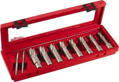 Milwaukee Tool - 8 Piece, 9/16 to 1-1/16" Cutter Diam, 2" Cutting Depth, Carbide-Tipped Annular Cutter Set - 9/16, 5/8, 11/16, 3/4, 13/16, 7/8, 15/16, 1-1/16" Cutter Diam - All Tool & Supply