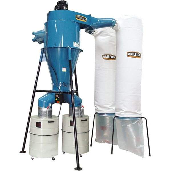 Baileigh - 1µm, 440 Volt Pedestal Mount Dust Collector - 85" Long x 65" Deep x 148" High, 4" Connection Diam, 6,000 CFM Air Flow, 17" Static Pressure Water Level - All Tool & Supply