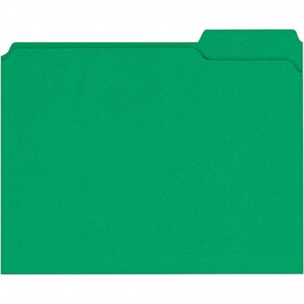 Universal One - 9-5/8 x 11-3/4", Letter Size, Green, File Folders with Top Tab - 11 Point Stock, 1/3 Tab Cut Location - All Tool & Supply