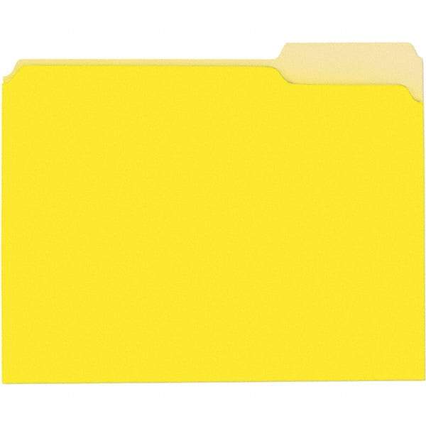 UNIVERSAL - 9-5/8 x 11-3/4", Letter Size, Yellow, File Folders with Top Tab - 11 Point Stock, 1/3 Tab Cut Location - All Tool & Supply