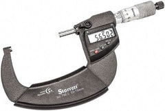 Starrett - 50 to 75mm Range, 0.001mm Graduation, Mechanical Outside Micrometer - Ratchet Thimble, 43mm Throat Depth, Accurate to 0.001mm - All Tool & Supply