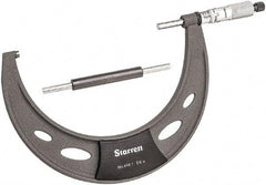 Starrett - 5 to 6" Range, 0.0001" Graduation, Mechanical Outside Micrometer - Ratchet Thimble, 3.35" Throat Depth, Accurate to 0.0001" - All Tool & Supply