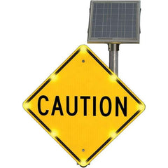 TAPCO - "Caution", 30" Wide x 30" High, Aluminum Traffic Control Signs - Fluorescent Yellow, Black, Diamond Grade Reflectivity, Diamond, Post Mount - All Tool & Supply