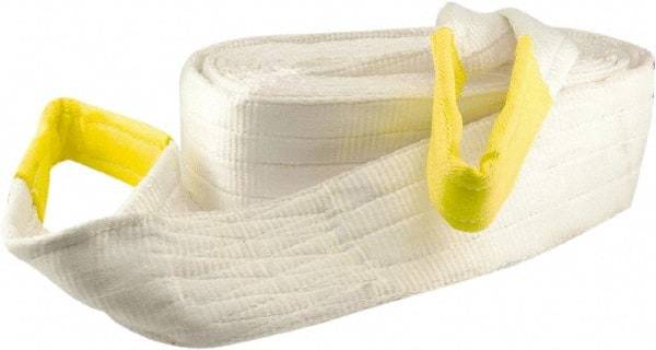 Erickson Manufacturing - 30' Long x 8" Wide, 100,000 Lb Basket Capacity, Polyester Blend Web Sling - White - All Tool & Supply