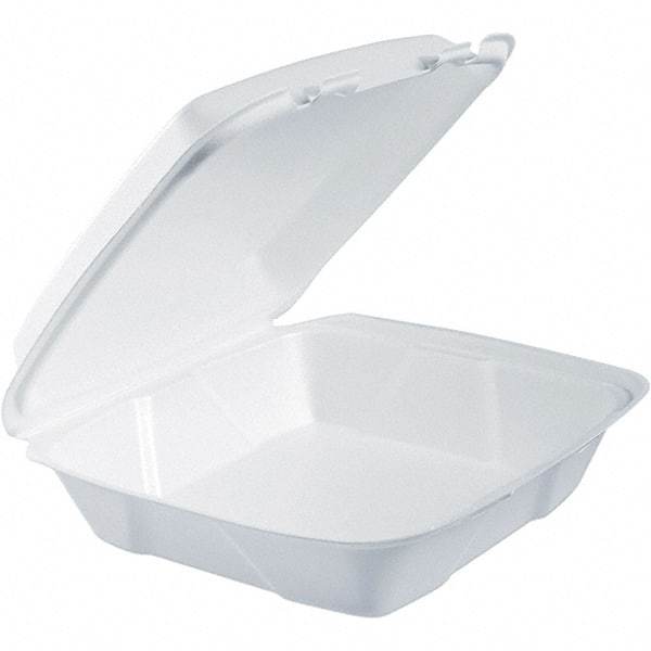 DART - 9-3/8 x 9-3/8 x 3" Foam Hinged Lid Containers - White - All Tool & Supply