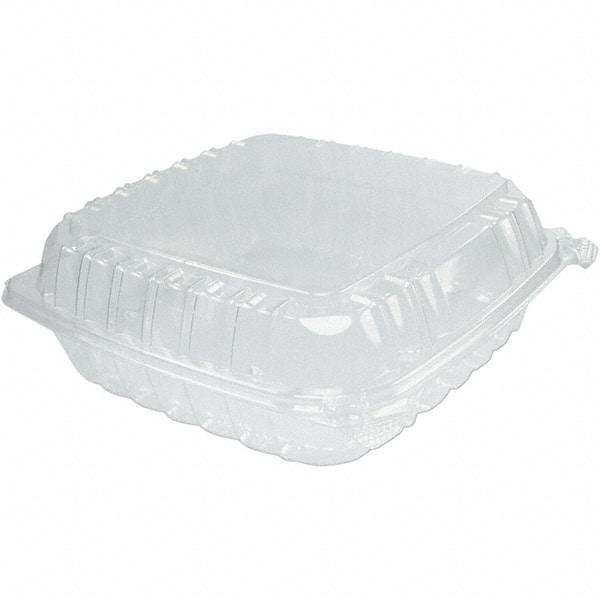 DART - 9 x 9-1/2 x 3" Plastic Hinged Container - Clear - All Tool & Supply