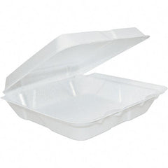 DART - 8 x 8 x 2-1/4" Foam Hinged Lid Containers - White - All Tool & Supply