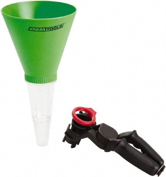 OEM Tools - 16 oz Capacity Plastic Funnel with Clamp - 3-3/4" Straight Spout, Green & Clear - All Tool & Supply