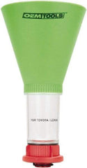 OEM Tools - 16 oz Capacity Plastic Funnel - 5" Mouth OD, 3-3/4" Straight Spout, Green, Clear & Red - All Tool & Supply