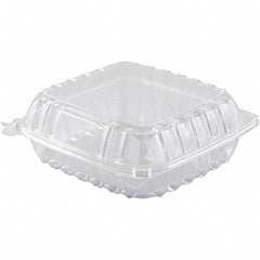 DART - 8-19/64 x 8-19/64 x 3" Hinged-Lid Plastic Containers - Clear - All Tool & Supply