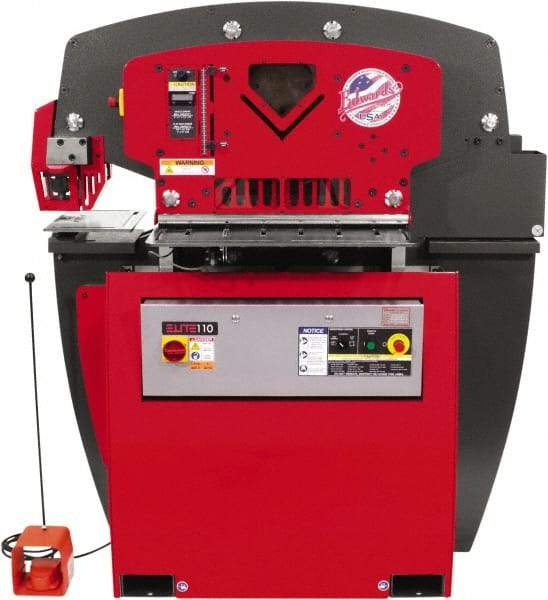 Edwards Manufacturing - 17-3/4" Throat Depth, 110 Ton Punch Pressure, 1-3/8" in 1" Punch Capacity Ironworker - 7-1/2 hp, 3 Phase, 460 Volts, 91-9/16" Wide x 65-1/8" High x 44-7/8" Deep - All Tool & Supply