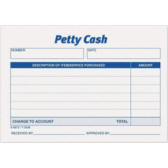 TOPS - 600 Sheet, 3-1/2 x 5", Petty Cash Slips - Blue & White - All Tool & Supply