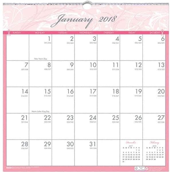 House of Doolittle - 12 Sheet, 12 x 12", Wall Calendar - Pink & Gray - All Tool & Supply