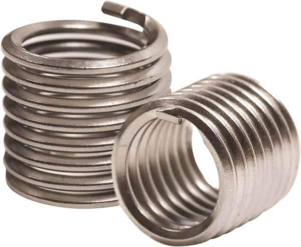 Recoil - M3x0.50 Metric Coarse, 3mm OAL, Free Running Helical Insert - 3-3/4 Free Coils, Tangless, 304 Stainless Steel, Bright Finish, 1D Insert Length - All Tool & Supply