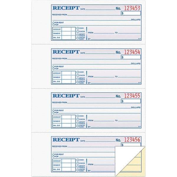 TOPS - 200 Sheet, 7-1/8 x 2-3/4", Receipt Book - Blue, White & Yellow - All Tool & Supply