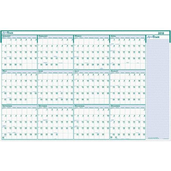 House of Doolittle - 1 Sheet, 24 x 37", Erasable Wall Calendar - White & Teal - All Tool & Supply