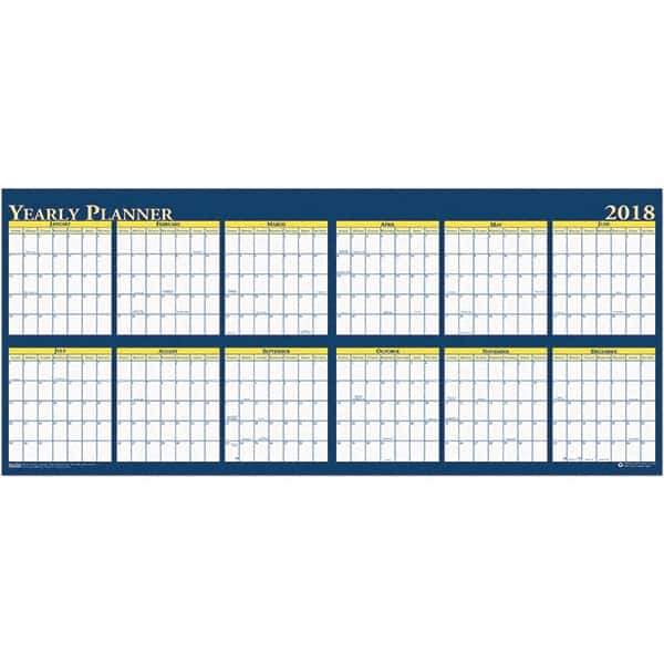 House of Doolittle - 1 Sheet, 60 x 26", Erasable Wall Planner - Yellow & Blue - All Tool & Supply