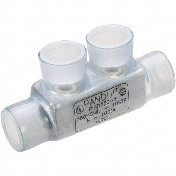 Panduit - 10 to 8 AWG Compatible, Vinyl Partially Insulated, Crimp-On Butt Splice Terminal - Aluminum Contacts, 2.38" OAL, Clear - All Tool & Supply