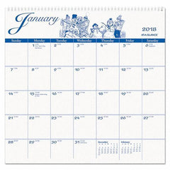 AT-A-GLANCE - 12 Sheet, 12 x 11-3/4", Wall Calendar - White - All Tool & Supply