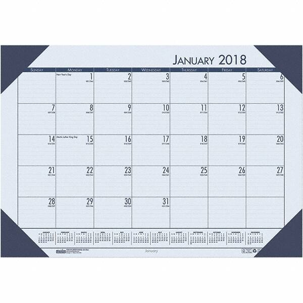 House of Doolittle - 12 Sheet, 22 x 17", Desk Pad Calendar - Ocean Blue - All Tool & Supply