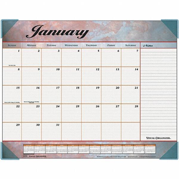 AT-A-GLANCE - 12 Sheet, 22 x 17", Desk Pad Calendar - Marble Burgundy - All Tool & Supply