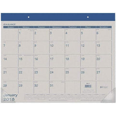 AT-A-GLANCE - 12 Sheet, 22 x 17", Desk Pad Calendar - Blue - All Tool & Supply