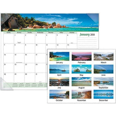 AT-A-GLANCE - 12 Sheet, 22 x 17", Desk Pad Calendar - Seascapes - All Tool & Supply