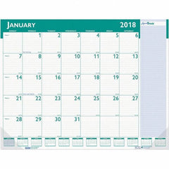 House of Doolittle - 12 Sheet, 22 x 17", Desk Pad Calendar - White & Teal - All Tool & Supply