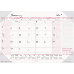 House of Doolittle - 12 Sheet, 18-1/2 x 13", Desk Pad Calendar - Pink & Gray - All Tool & Supply