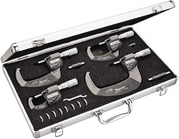 Starrett - Mechanical Outside Micrometer Sets Minimum Measurement (Inch): 0 Maximum Measurement (Inch): 4 - All Tool & Supply