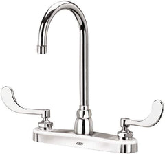 Zurn - Gooseneck, Two Handle, Chrome Plated Deck Mount, Laboratory Faucet - Wrist Blade Handle - All Tool & Supply