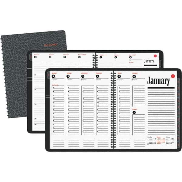 AT-A-GLANCE - 128 Sheet, 8-1/4 x 11", Weekly/Monthly Appointment Book - Black - All Tool & Supply