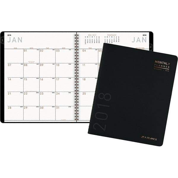 AT-A-GLANCE - 48 Sheet, 8-7/8 x 11", Monthly Planner - Black - All Tool & Supply