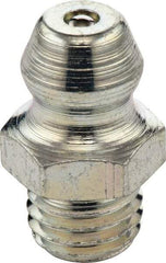 Umeta - Straight Head Angle, 1/4-28 SAE-LT Steel Standard Grease Fitting - 5/16" Hex, 0.5469" Overall Height, Zinc Plated Finish - All Tool & Supply