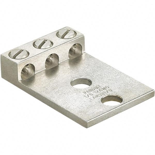 Panduit - 6 AWG Noninsulated Lug Connection Square Ring Terminal - 1/2" Stud, 4" OAL x 2.82" Wide, Tin Plated Aluminum Contact - All Tool & Supply