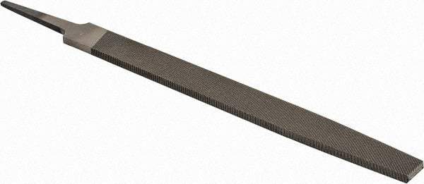 PFERD - 8" Long, Second Cut, Flat American-Pattern File - Single, Double Cut, 0.22" Overall Thickness, Tang - All Tool & Supply